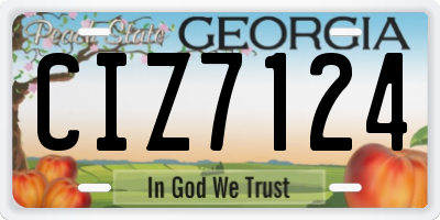 GA license plate CIZ7124