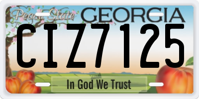 GA license plate CIZ7125