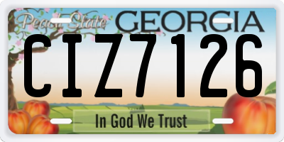 GA license plate CIZ7126