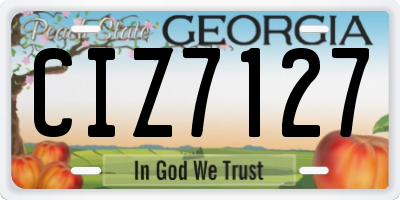 GA license plate CIZ7127
