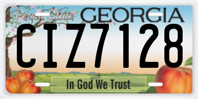 GA license plate CIZ7128