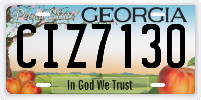 GA license plate CIZ7130