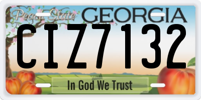 GA license plate CIZ7132