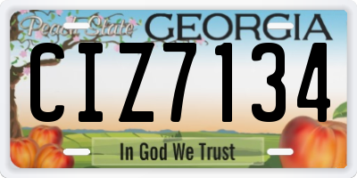 GA license plate CIZ7134