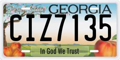 GA license plate CIZ7135