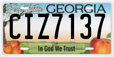 GA license plate CIZ7137