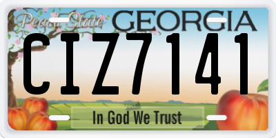 GA license plate CIZ7141