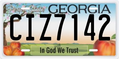 GA license plate CIZ7142