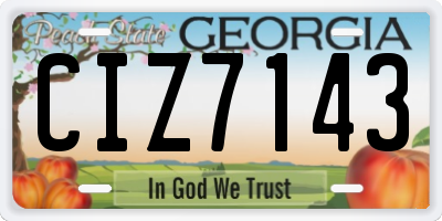 GA license plate CIZ7143