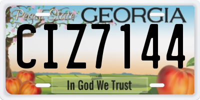 GA license plate CIZ7144