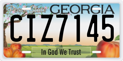 GA license plate CIZ7145