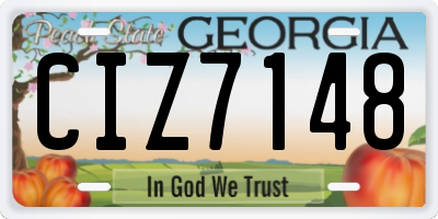 GA license plate CIZ7148
