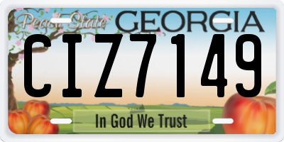 GA license plate CIZ7149