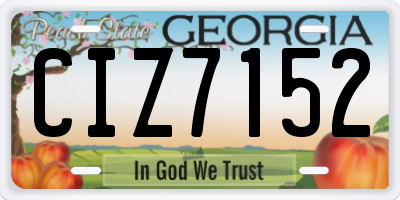 GA license plate CIZ7152