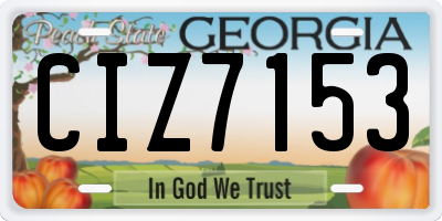 GA license plate CIZ7153