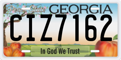 GA license plate CIZ7162