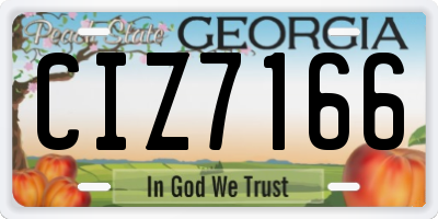 GA license plate CIZ7166