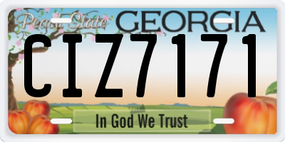 GA license plate CIZ7171