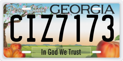 GA license plate CIZ7173