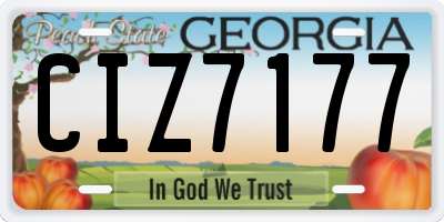 GA license plate CIZ7177