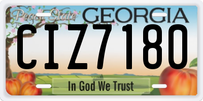 GA license plate CIZ7180
