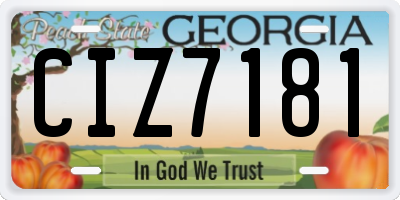 GA license plate CIZ7181