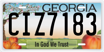 GA license plate CIZ7183