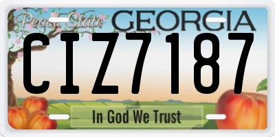 GA license plate CIZ7187