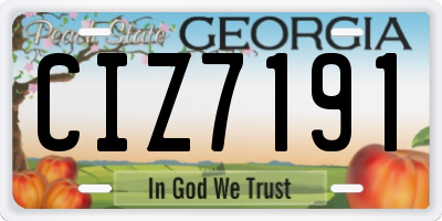 GA license plate CIZ7191