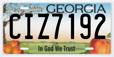 GA license plate CIZ7192
