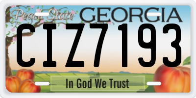 GA license plate CIZ7193