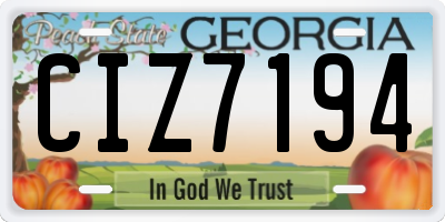 GA license plate CIZ7194