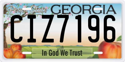 GA license plate CIZ7196