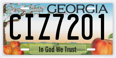 GA license plate CIZ7201
