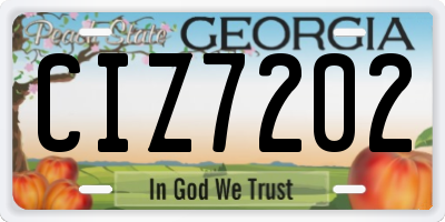 GA license plate CIZ7202