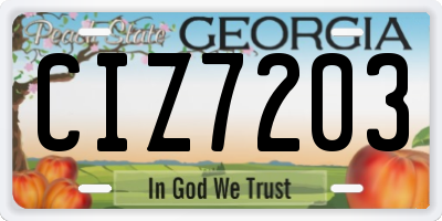 GA license plate CIZ7203