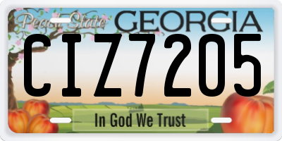 GA license plate CIZ7205