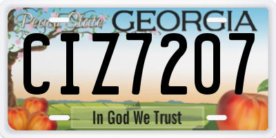 GA license plate CIZ7207