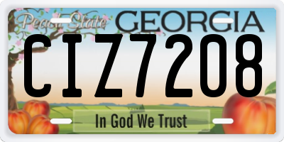 GA license plate CIZ7208