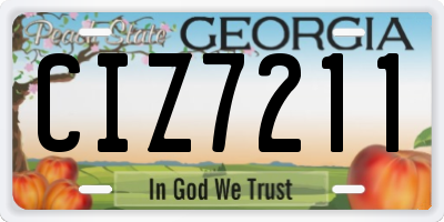 GA license plate CIZ7211