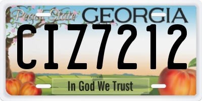 GA license plate CIZ7212