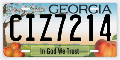 GA license plate CIZ7214