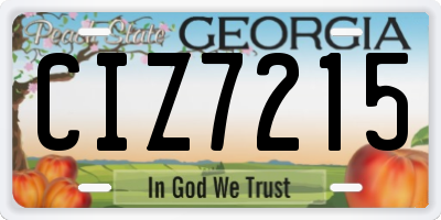 GA license plate CIZ7215