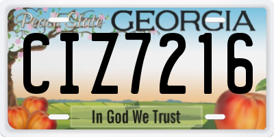 GA license plate CIZ7216