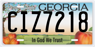 GA license plate CIZ7218