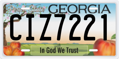 GA license plate CIZ7221