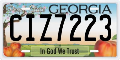 GA license plate CIZ7223