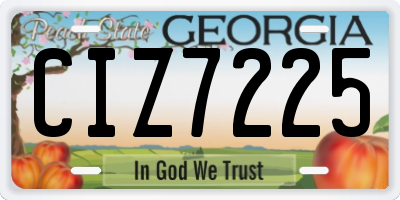GA license plate CIZ7225