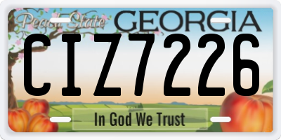 GA license plate CIZ7226