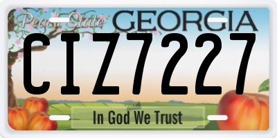 GA license plate CIZ7227